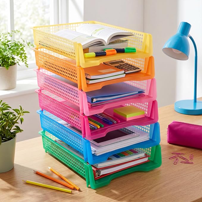 Geetery Set of 6 Turn in Trays Classroom Plastic Trays - Image 4