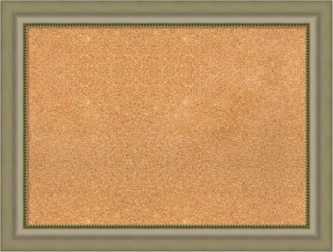 Amanti Art Natural Cork Board for Wall, 25x33 Vision Board with Silver Wood Frame, Medium Corkboard Office Decor for Home Organization, Traditional Corkboard Pinboard to display items for home-DeskLoop Office