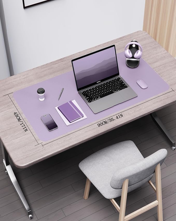 YSAGi Double-Sided Desk Pad, 35.4"x17"Leather Desk Mat, Eco Cork Desk Pad - Image 2