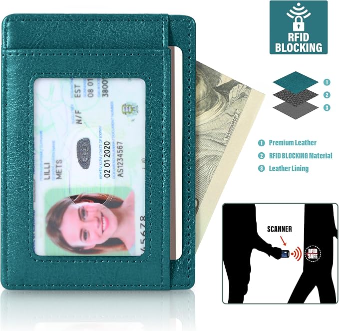 Travelambo Slim Wallet Front Pocket Minimalist Leather RFID Blocking Medium Size - Image 4