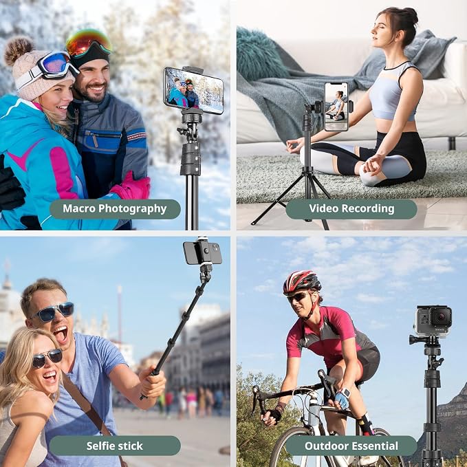 SENSYNE 72" Phone Tripod, Extendable Cell Phone Tripod Stand, Selfie Stick - Image 2