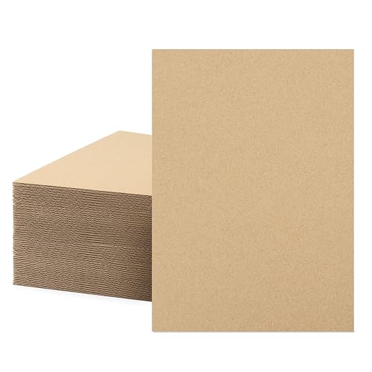 Mat Board Center, 50 Corrugated Cardboard Sheets 5x7 Inches Flat Card Board by MatBoardCenter