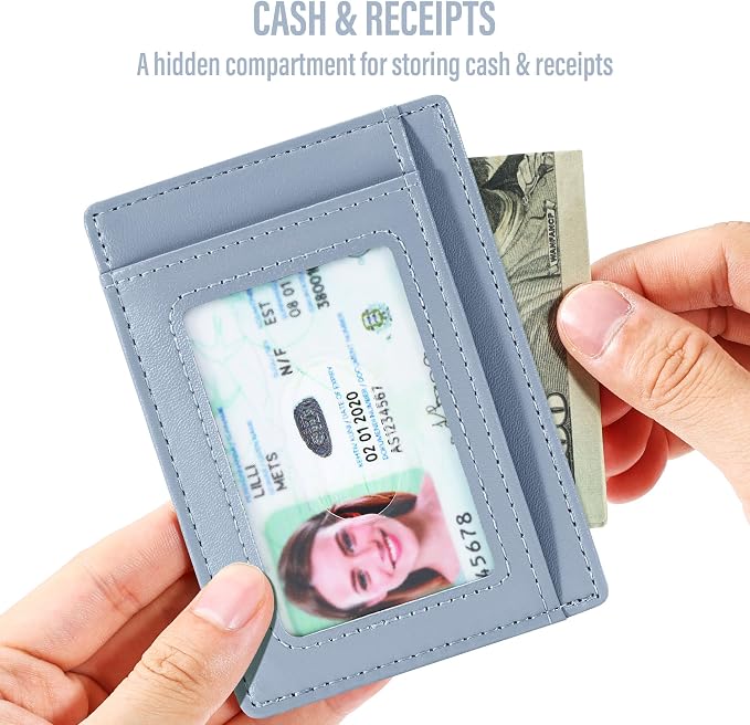 Travelambo Slim Wallet Front Pocket Minimalist Leather RFID Blocking Medium Size - Image 6