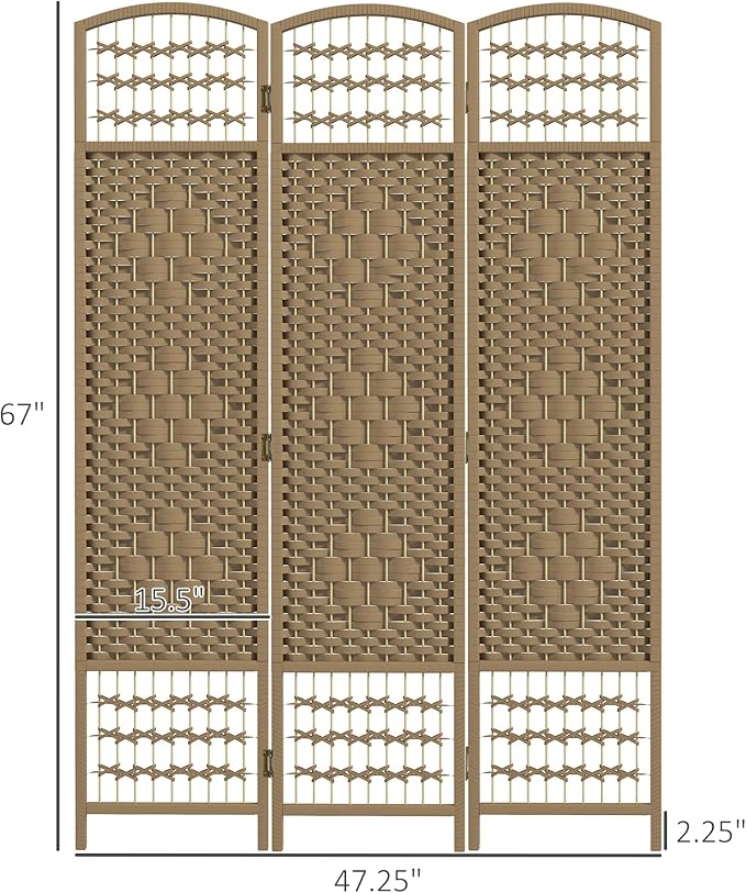 NicBex Room Divider 3 Panel Room Dividers with Woven Paper Design Partition Room Dividers and Folding Privacy Screens 5.6 FT Wall Divider for Office, Room Separation,47.25"W x 0.5"D x 67"H, Natural-DeskLoop Office