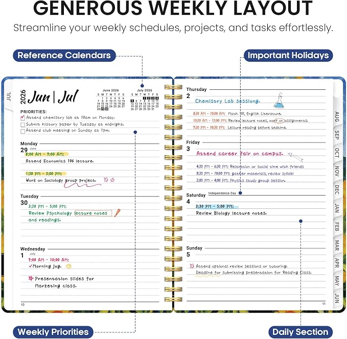Planner 2026-2027, Academic Year Monthly and Weekly Calendar Planner, Jul 2026 - Image 3