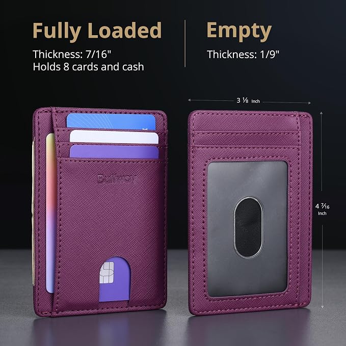 Buffway Slim Minimalist Front Pocket RFID Blocking Leather Wallets - Image 5