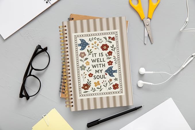 Ecezatik Christian Floral Bird Notebook Journal, It Is Well - Image 2