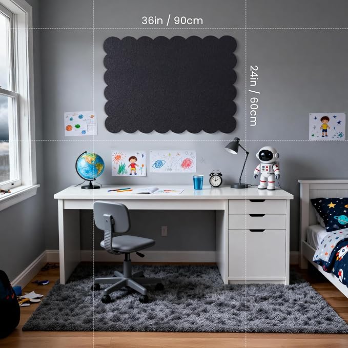 Lightomorrow Scalloped Bulletin Board, 36 x 24 Inches Felt Pin Board - Image 4