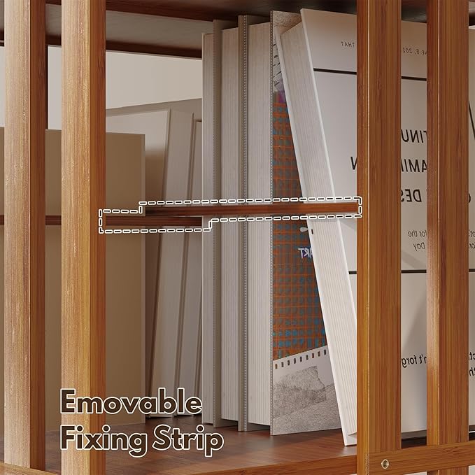 Rotating Bookshelf Tower, 360 Display Spinning Bookcase, Bamboo Bookshelf Floor Standing Storage Rack, Wood Narrow Book Shelf Organizer for Kids&Adults, Walnut 6 Tier-DeskLoop Office