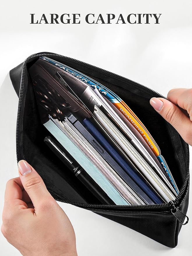SMARTAKE Money Bags with Zipper, Waterproof Leather Money Pouches, - Image 6