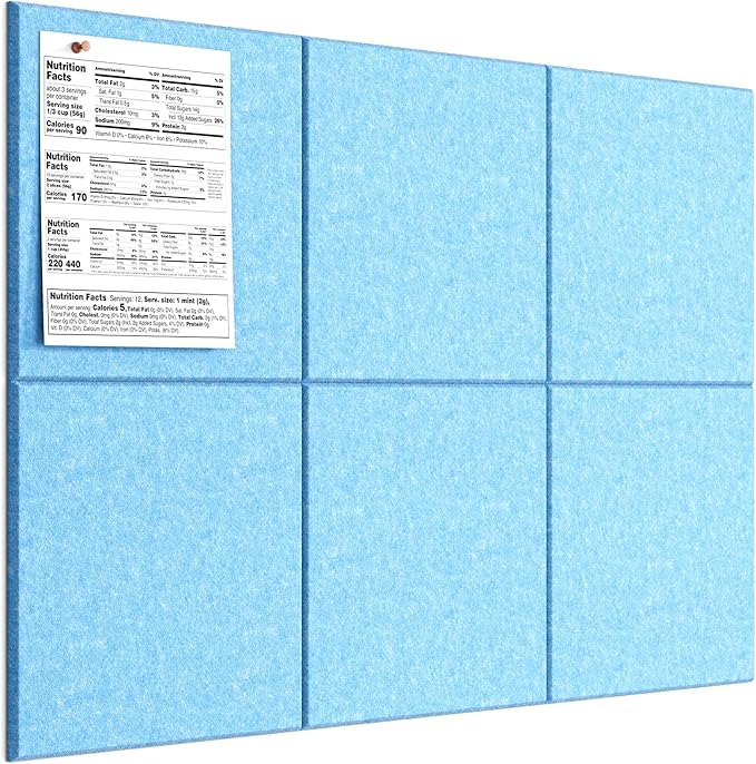 MaxGear Felt Bulletin Board 36" x 24", 6 Pack Blue Felt Wall Tile Push Pin | by MaxGear