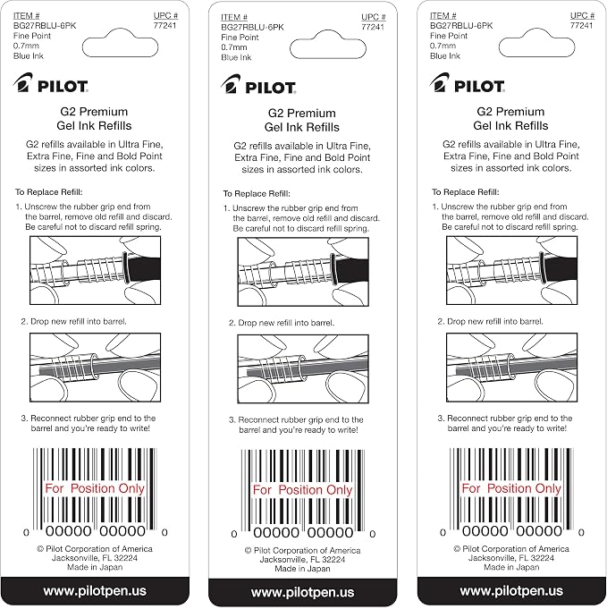 Pilot G2 Gel Ink Pen Refills, Fine Point, 6 Refills - Image 2