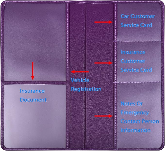Wisdompro Car Document Holder Organiser, PU Leather Vehicle Insurance and - Image 2