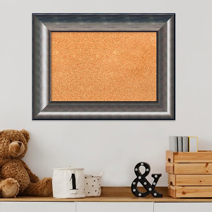 Amanti Art Natural Cork Board for Wall, 18x24 Vision Board with Silver Wood Frame, Small Corkboard Office Decor for Home Organization, Casual Corkboard Pinboard to Display Items for Home Organization-DeskLoop Office