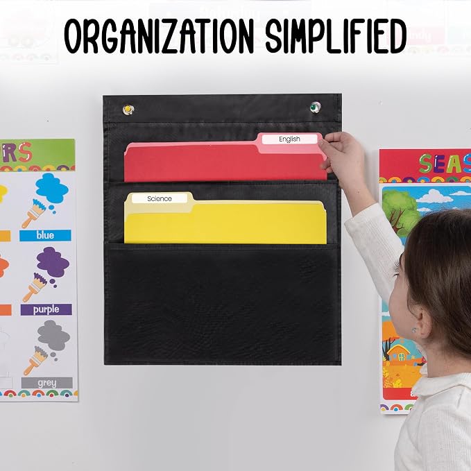 Essex Wares - 2 Pocket File Pocket Chart, and More - Wall Folder Organizer - - Image 4