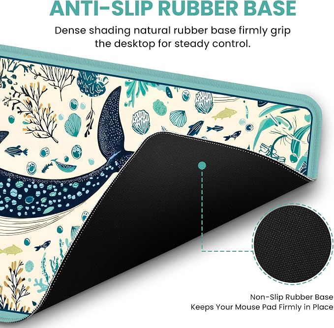Aesthetic Desk Mat, Cute Drifting Whales Desk Pad Protector - Image 3