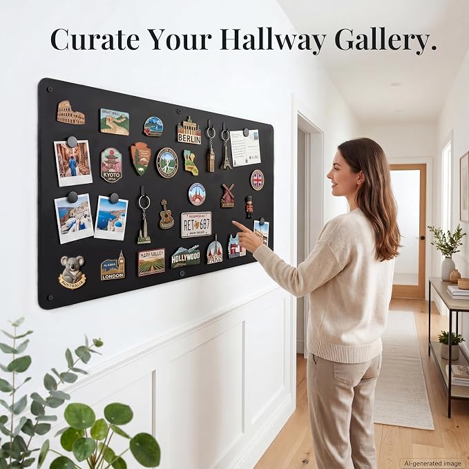 Large Magnetic Board for Wall: Non-Magnetic Fridge Solution | Matte Black Metal - Image 6