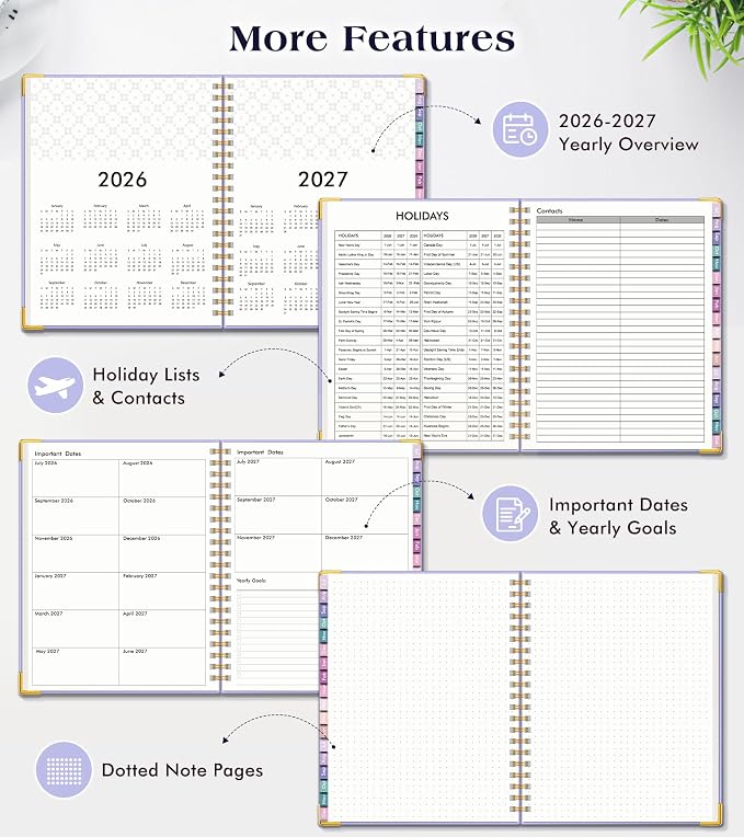 Academic Planner 2026-2027, 18 Months Weekly and Monthly Hardcover Planner - Image 6