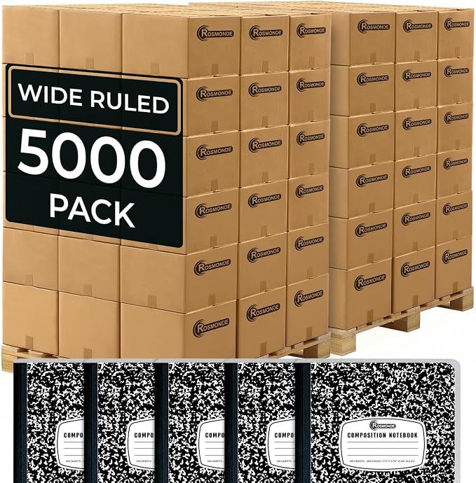Rosmonde 5000 Pack Composition Notebook Bulk, Wide Ruled Sheets, 100 Sheets by Rosmonde