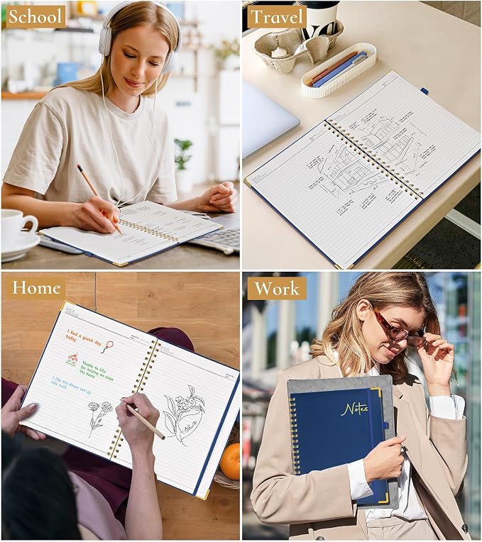 Hardcover Spiral Notebook Journal 8.5” x 11”, A4 Large Leather Notebooks - Image 7