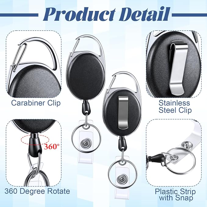 Laumoi 60 Pack Heavy Duty Retractable Badge Holder Reel - Image 3