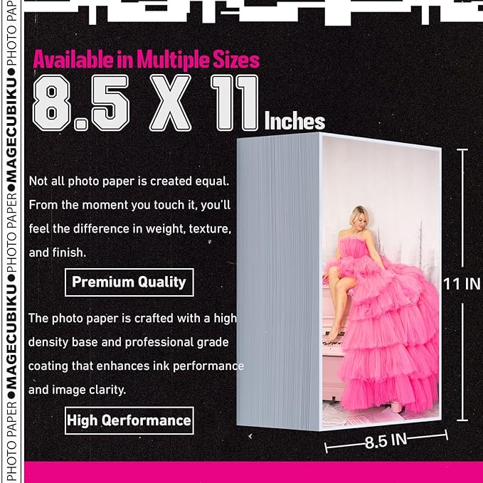 Glossy Photo Paper 8.5 x 11 Inches,200 Sheets 70 lb/258 gsm Premium Heavyweight Photographic Paper for Inkjet Printer Instant Dry Professional Postcard Picture Use Dye Ink-DeskLoop Office