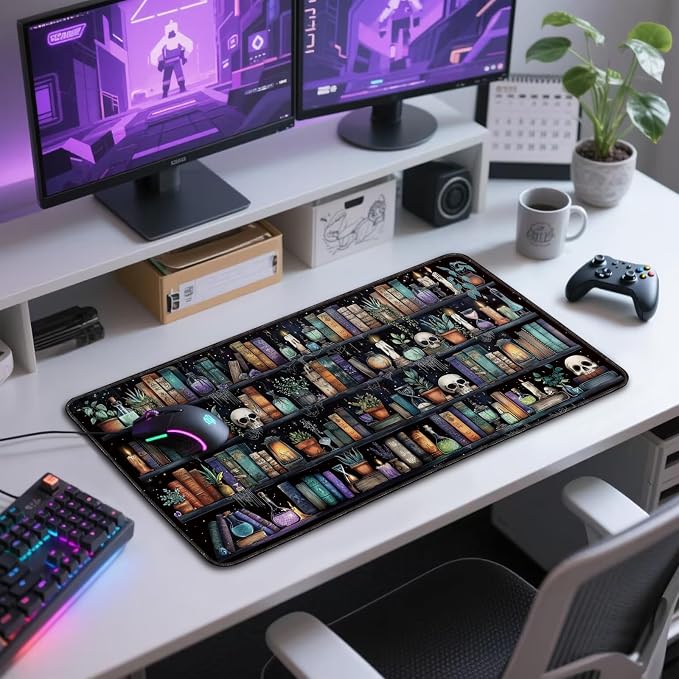 Gothic Library Large Gaming Mouse Pad 31.5"x15.7"｜Vintage Bookshelf XXL Desk Mat - Image 7