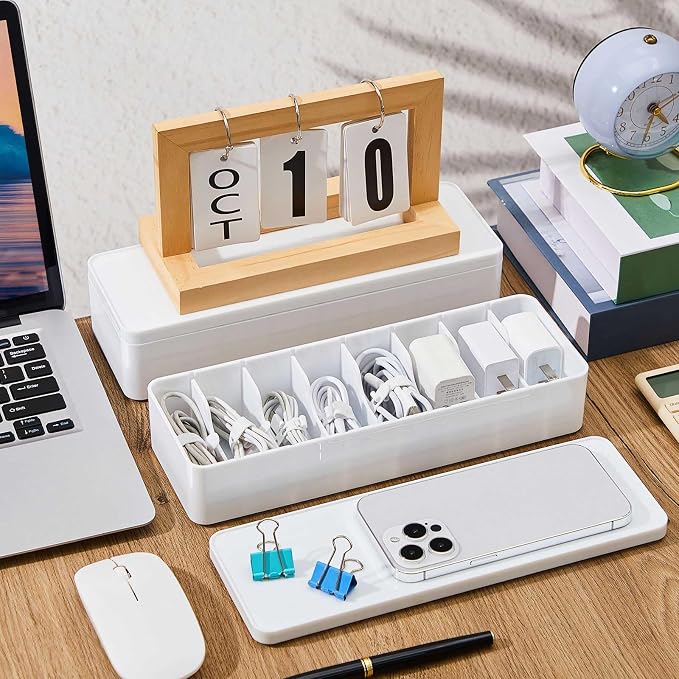 Tatuo 1 Pcs Cord Organizer for Drawer Desktop, Cable Organizer Box - Image 6