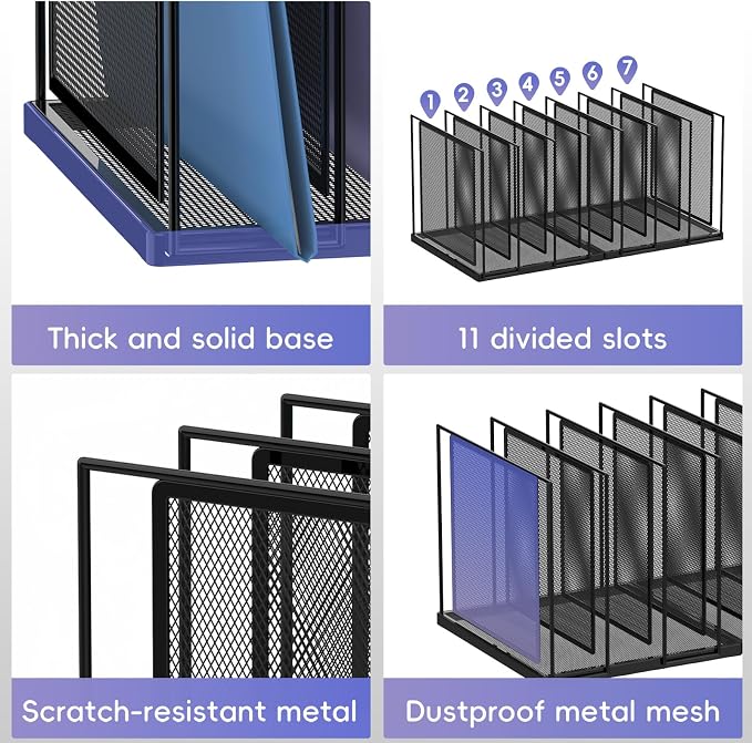 File Organizer for Desk, 7-Section Vertical File Sorter, Paper Holder Organizer - Image 5