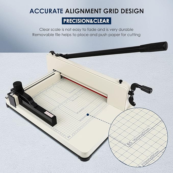 FAHKNS 17" Heavy Duty Guillotine Trimmer Paper Cutter,Cortadora de Papel 500 Sheets Paper Trimmer with Double Safety Protection Durable HSS Blade for Cutting Paper-DeskLoop Office
