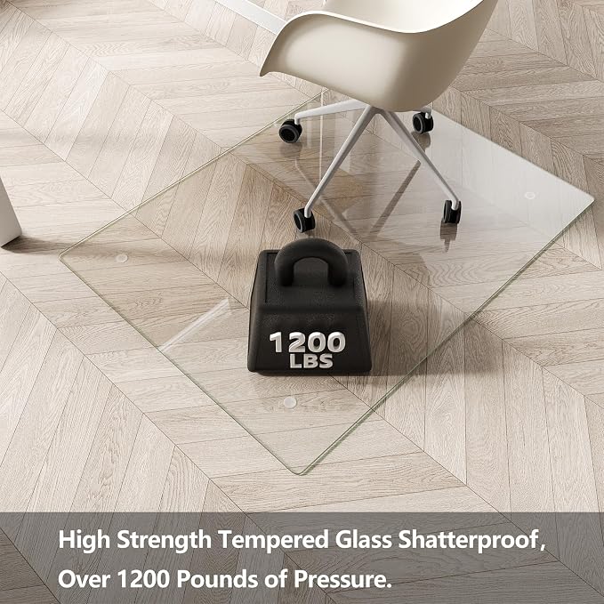 Koonmi Glass Chair Mat for Carpet, Glass Floor Mats - Image 2