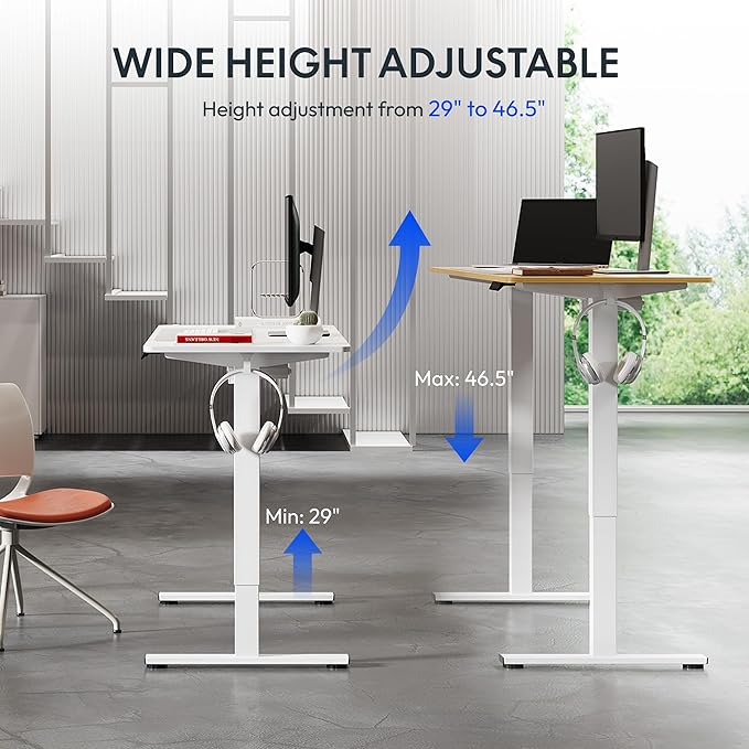 FLEXISPOT Standing Desk 55 x 24 Inch Adjustable Height Desk Home Office Computer Workstation Sit Stand Desk, White Top + White Frame-DeskLoop Office