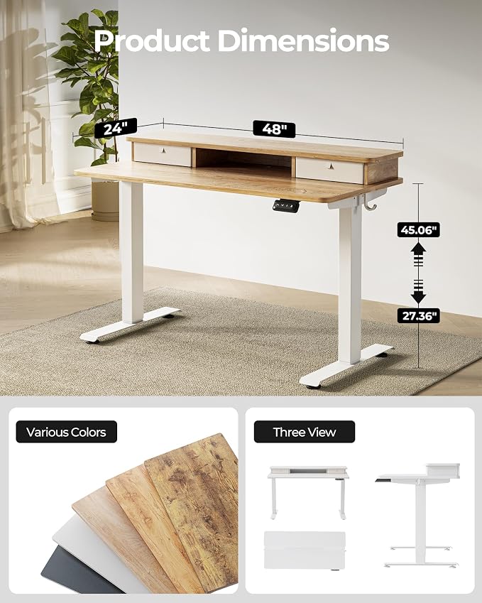 FEZIBO 48 x 24 Inch Height Adjustable Electric Standing Desk - Image 4
