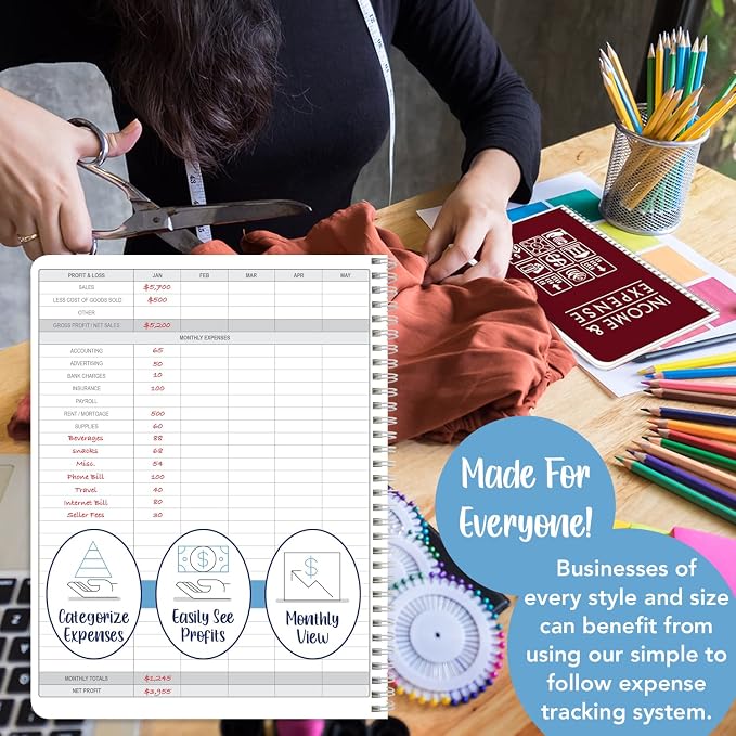 BookFactory Income and Expense Log Book/Tracker/Small Business Ledger - Image 4
