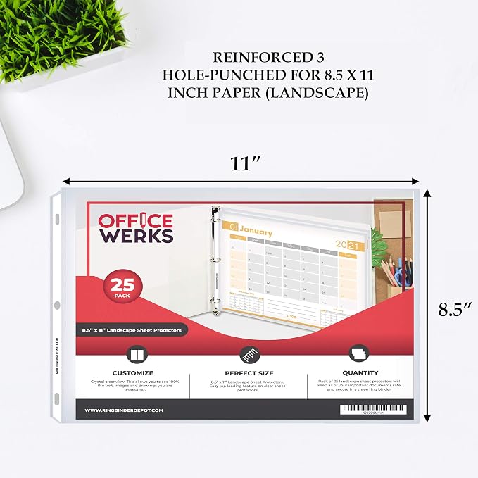 Performore 25 Sheet Protectors, Landscape Clear Sheet Protectors 8.5 X 11 Inch - Image 4