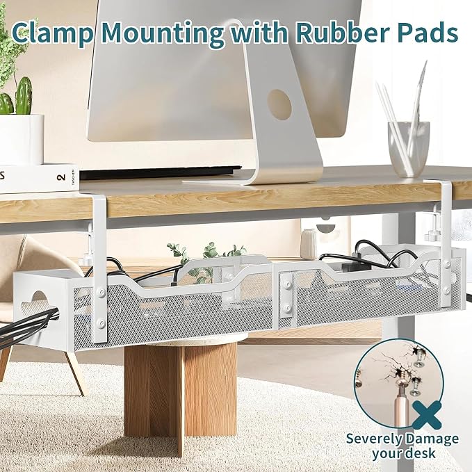 Under Desk Cable Management Tray 32'', Cable Management Under Desk No Drill - Image 5