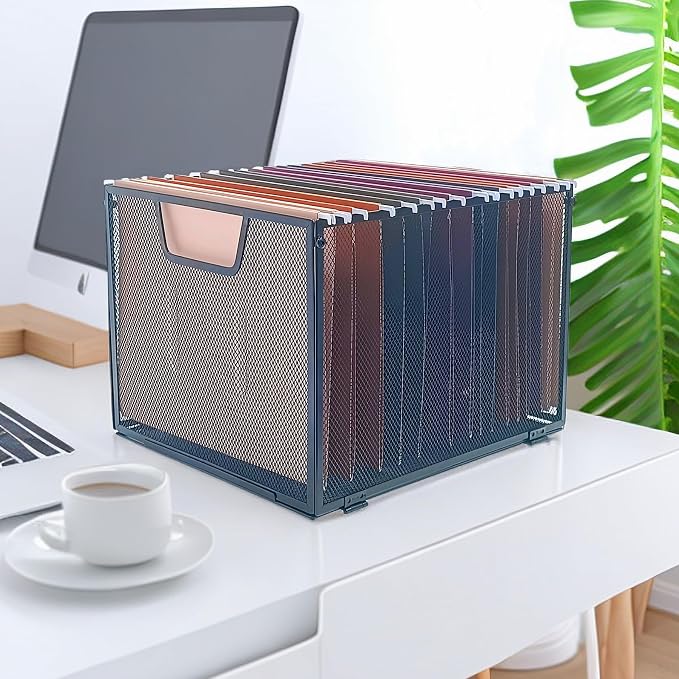 SREGGSIY Metal Mesh Hanging File Organizer, Office/School/Home File Crate - Image 3