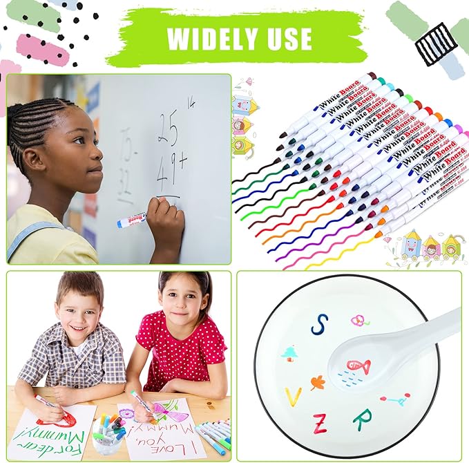 Teling 36 Pcs Magic Drawing Pen Bundle 12 Colors Magical Water Painting Pens for Kids Create Magic Pen Floating Ink Drawings Set with Spoons and Towel, Tattoo Water Marker Xmas Gift for Boy and Girl-DeskLoop Office