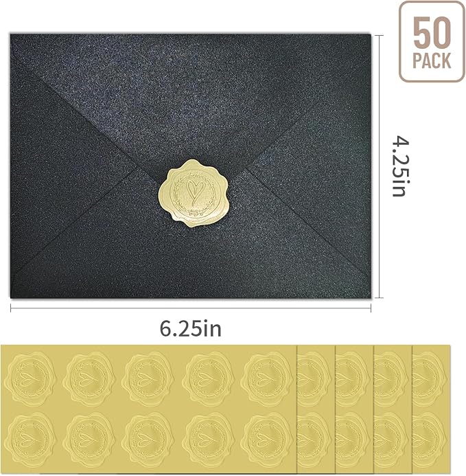 50 PCS 4x6 Pearl Black Envelopes - Image 2