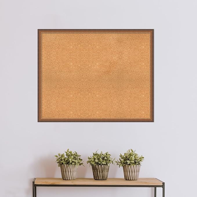Amanti Art Natural Cork Board for Wall, 32x40 Vision Board with Bronze Frame, X-Large Corkboard Office Decor for Home Organization, Modern Corkboard Pinboard to Display Items for Home Organization in-DeskLoop Office