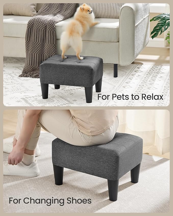 SONGMICS Foot Stool with Legs, Small Footstool Ottoman, Linen-Look Fabric Seat - Image 5