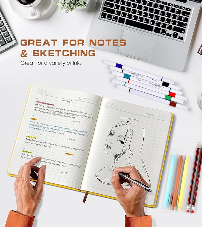 Lined Journal Notebook for Women Men,256 Pages B5 Large Hardcover Leather Journals for Writing,Travel,Business,Work,School,College Ruled Notebooks for Note Taking,Diary Notepad 7.8"×10.2"-DeskLoop Office