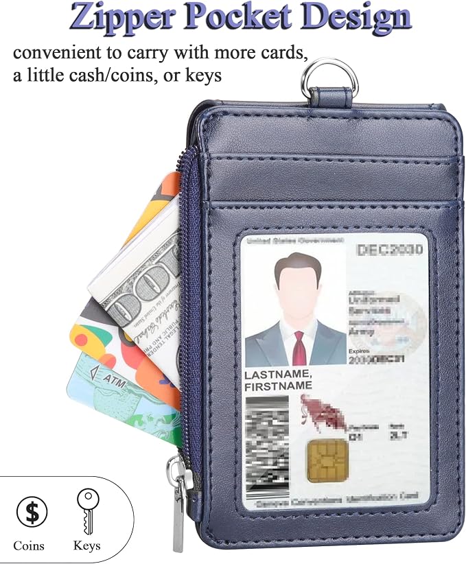 Teskyer Badge Holder with Side Zip Pocket, Teachers/Students, Secure Zipper - Image 6