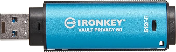 Kingston Ironkey Vault Privacy 50 USB-A 512GB Encrypted Flash Drive | FIPS 197 Certified | XTS-AES 256-bit | BadUSB and Brute Force Protection | Mult-Password Option | IKVP50/512GB-DeskLoop Office