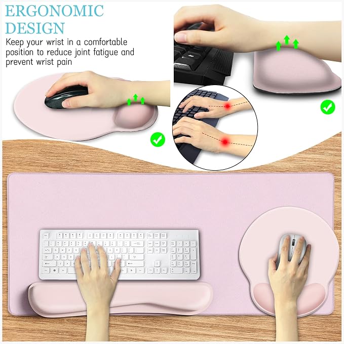 LIMKRIAN Pink Mouse Pad Set, Complete XXL Desk Mat - Image 3