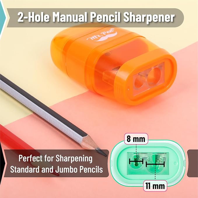 Mr. Pen- Pencil Sharpener & Eraser, 4 Pack | 2-in-1 Manual Sharpeners - Image 4