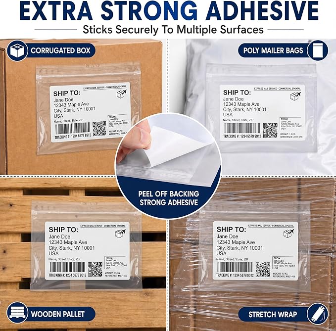 Glenmal 250 Pcs 7" x 5.5" Resealable Packing List Envelopes Clear Self-adhesive - Image 7