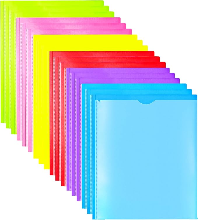 WOT I Heavy Duty Folders with Clear Front Pockets -18 Pack, Extra Thick Plastic by WOTI