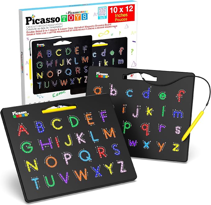 PicassoTiles Double-Sided 2-in-1 Upper & Lower Case ABC Magnetic Drawing Board by PicassoTiles