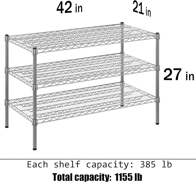 Regal Altair 21" Deep x 42" Wide x 27" Height Wire Shelving Kit | 3-Tier | NSF - Image 3